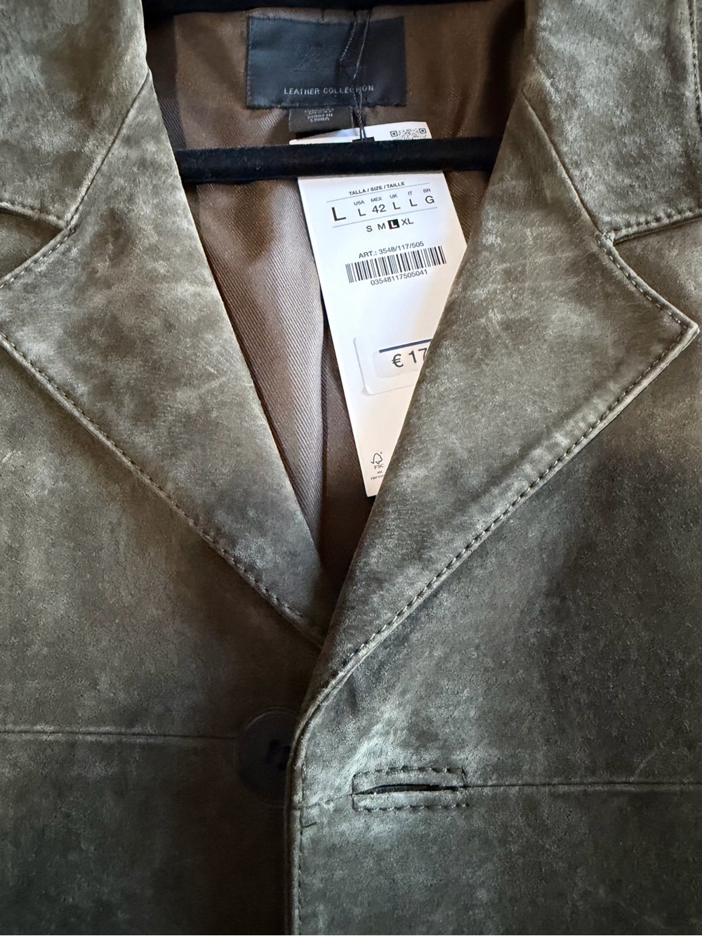 Zara Men's Olive Suede Pea Coat